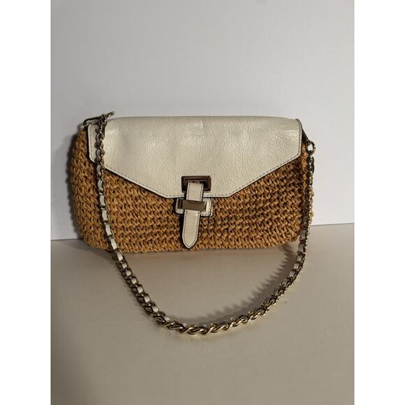 Michael Kors Naomi Straw Ivory Shoulder Bag Preowned Small - Picture 1 of 12